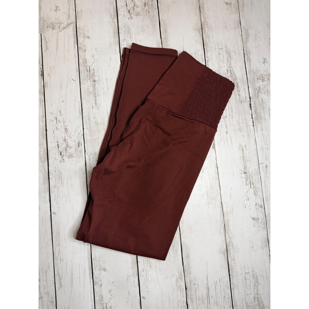 Aerie OFFLINE Real Me Smocked High Waisted 7/8 Leggings Burgundy Small S/P